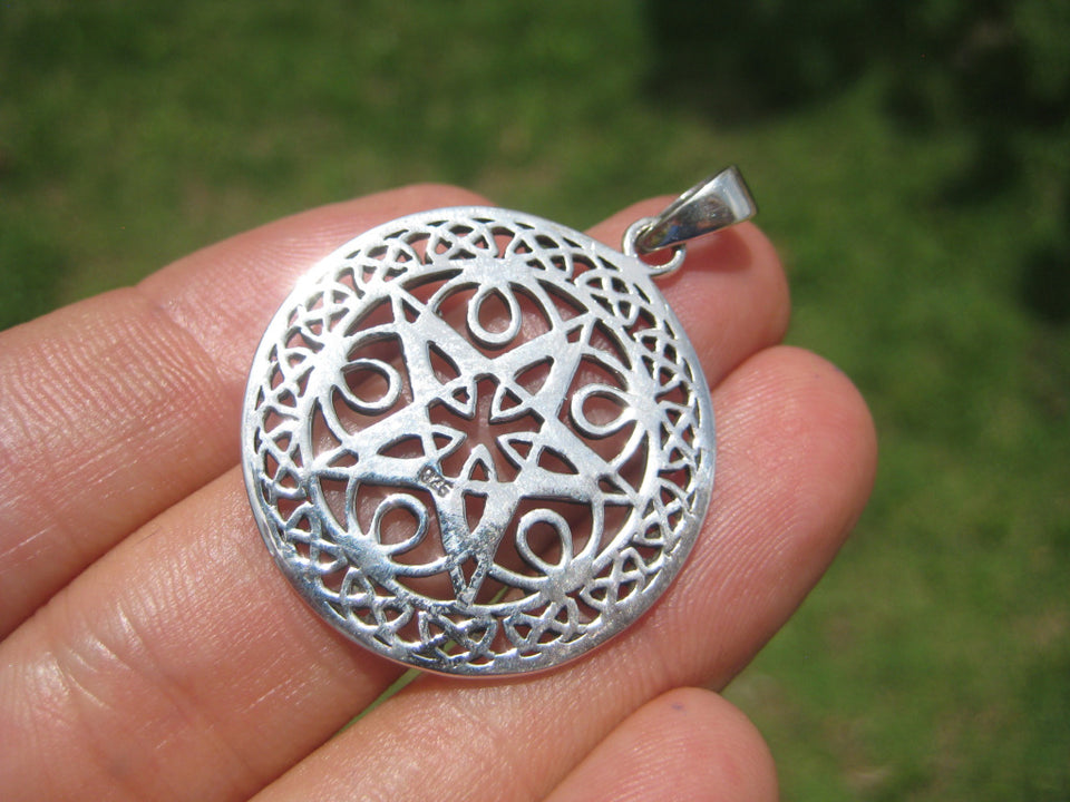 925 sterling silver celtic pentagram pendant necklace A49
