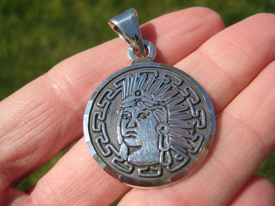 925 Silver Pendant Montezuma Taxco Mexico A8455