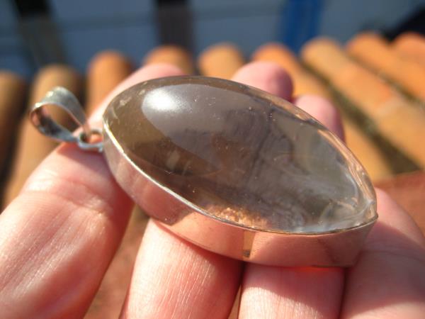 925 Silver Quartz Crystal Pendant Necklace A5838