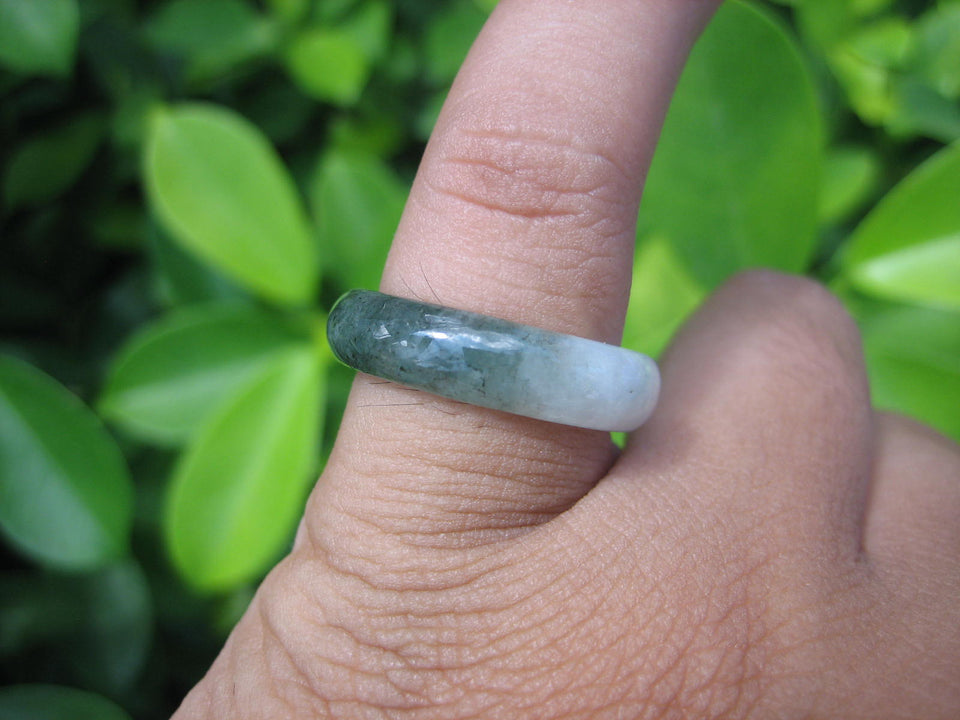 Natural Jadeite Jade ring Thailand jewelry stone mineral size 6.75 US  EA 058