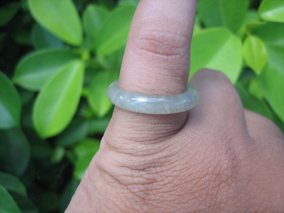 Natural Jadeite Jade ring Thailand jewelry stone mineral size 7 US  EA 053
