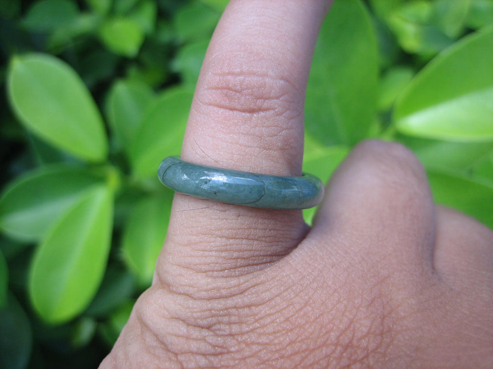 Natural Jadeite Jade ring Thailand jewelry stone mineral size 7 US  EA 052
