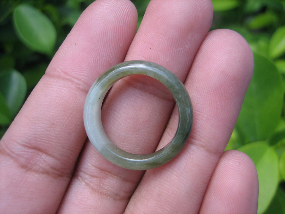 Natural Jadeite Jade ring Thailand jewelry stone mineral size 6.75 US  EA 051