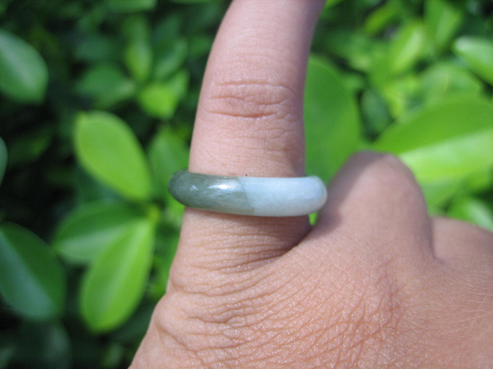 Natural Jadeite Jade ring Thailand jewelry stone mineral size 6.75 US  EA 051