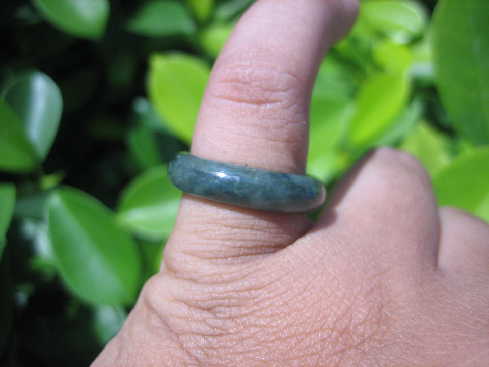 Natural Jadeite Jade ring Thailand jewelry stone mineral size 6.75 US  EA 049