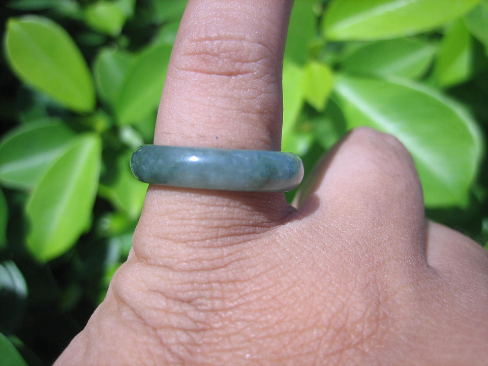 Natural Jadeite Jade ring Thailand jewelry stone mineral size 6.75 US  EA 047