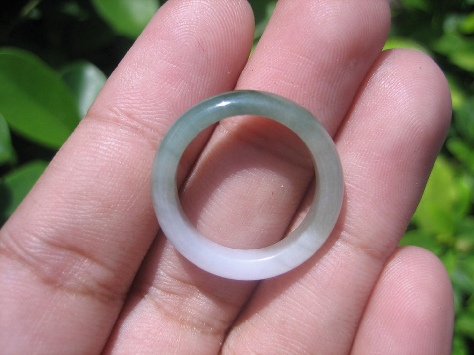 Natural Jadeite Jade ring Thailand jewelry stone mineral size 6.5 US  EA 045