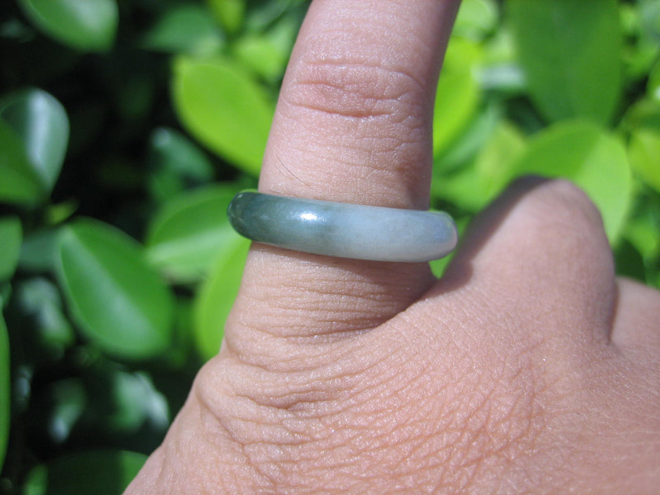 Natural Jadeite Jade ring Thailand jewelry stone mineral size 6.5 US  EA 045
