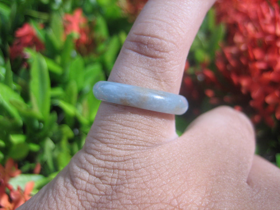 Natural Jadeite Jade ring Thailand jewelry stone mineral size 7 US  E 591105