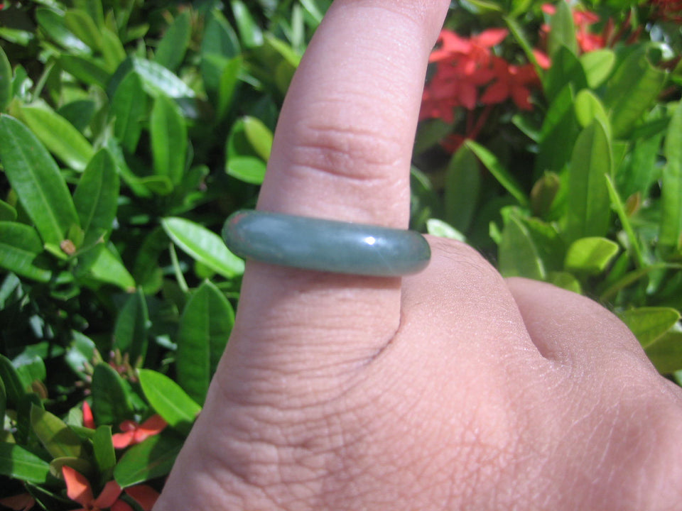 Natural Jadeite Jade ring Thailand jewelry stone mineral size 7 US  E 591107