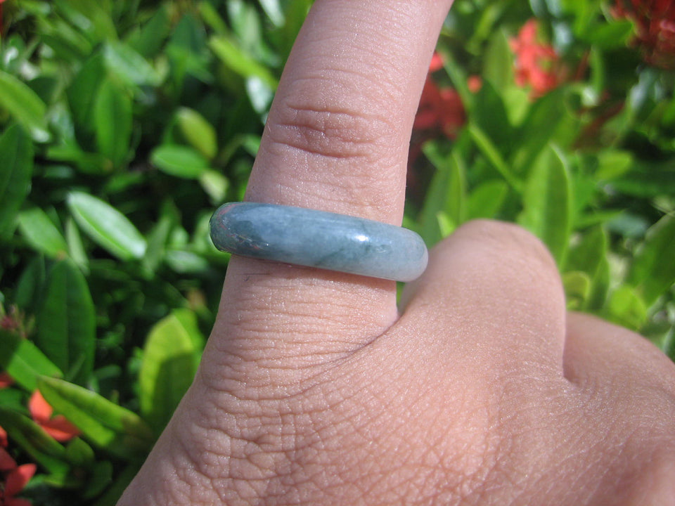 Natural Jadeite Jade ring Thailand jewelry stone mineral size 7 US  E 591108