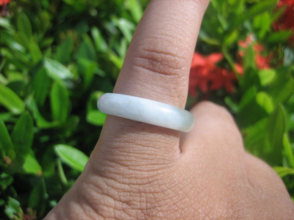 Natural Jadeite Jade ring Thailand jewelry stone mineral size 6.75 US  E 591111