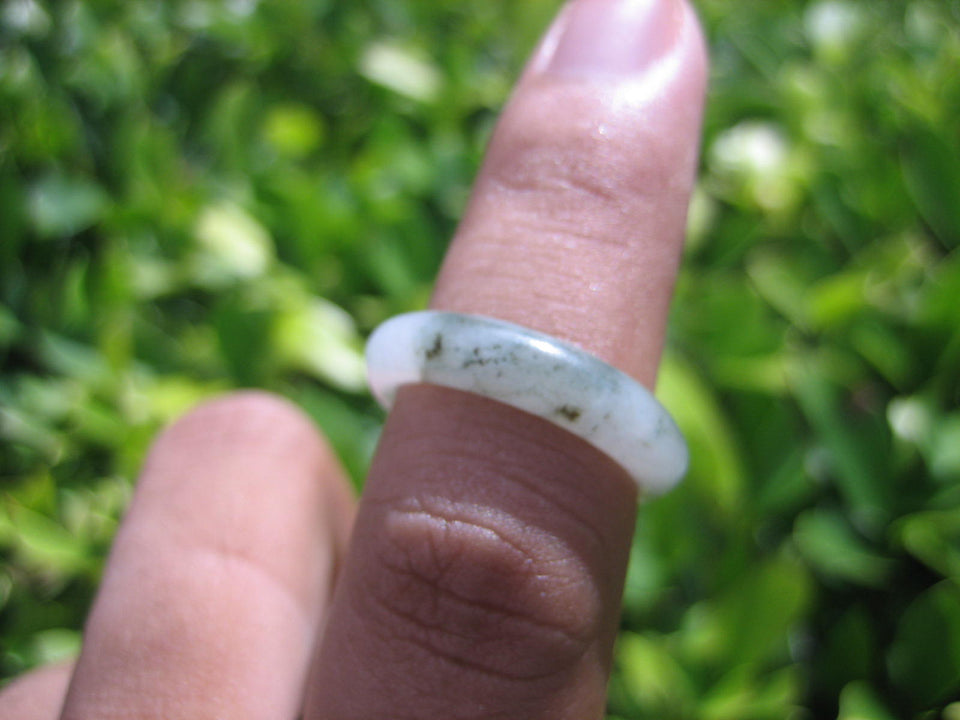 Natural Jadeite Jade ring Thailand jewelry stone mineral size 7 US  E 591130
