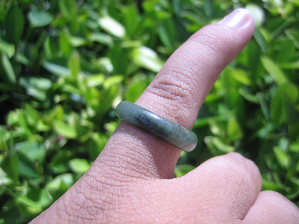 Natural Jadeite Jade ring Thailand jewelry stone mineral size 6.75 US  E 591129