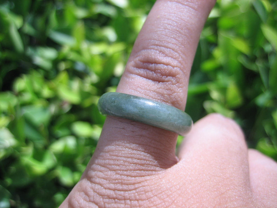 Natural Jadeite Jade ring Thailand jewelry stone mineral size 6.75 US  E 591129