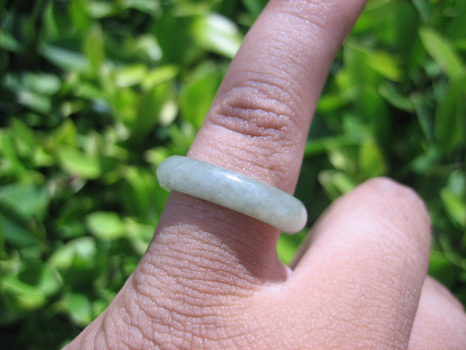 Natural Jadeite Jade ring Thailand jewelry stone mineral size 7 US  E 591128