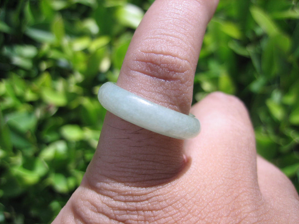 Natural Jadeite Jade ring Thailand jewelry stone mineral size 7 US  E 591128