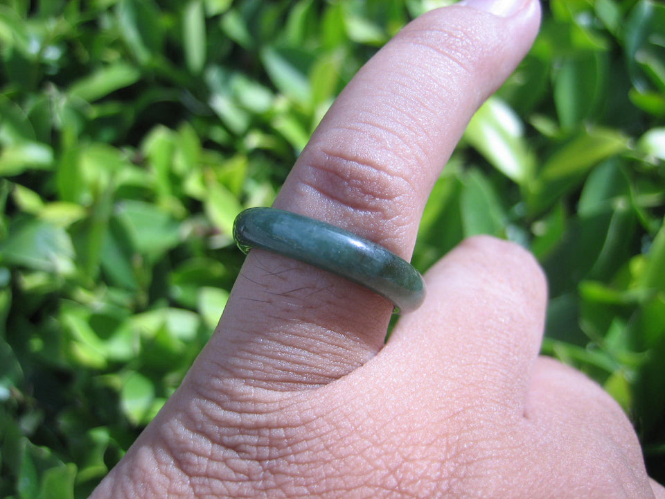Natural Jadeite Jade ring Thailand jewelry stone mineral size 7 US  E 591127