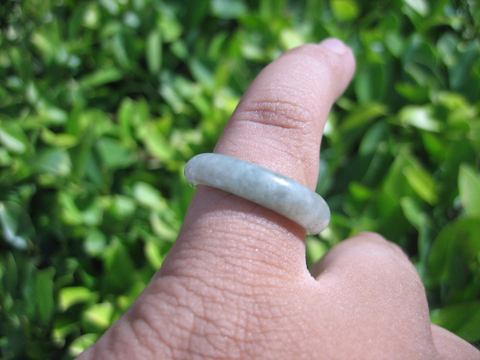 Natural Jadeite Jade ring Thailand jewelry stone mineral size 6.75 US  E 591126