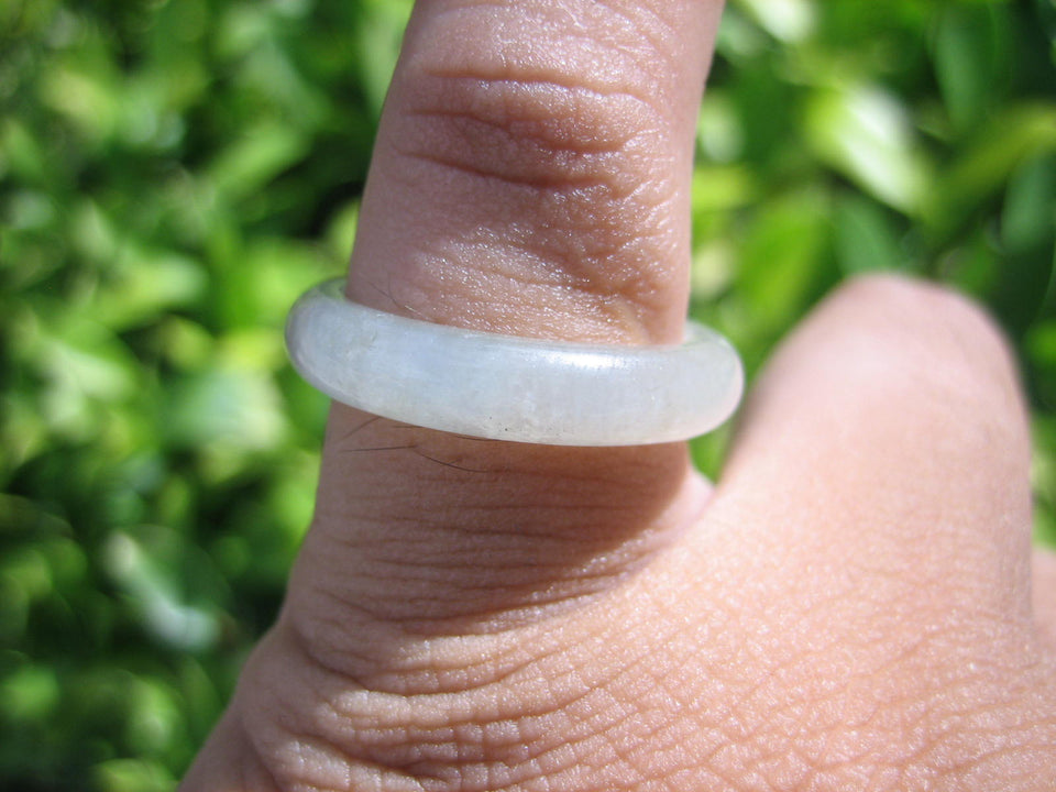 Natural Jadeite Jade ring Thailand jewelry stone mineral size 6.75 US  E 591125