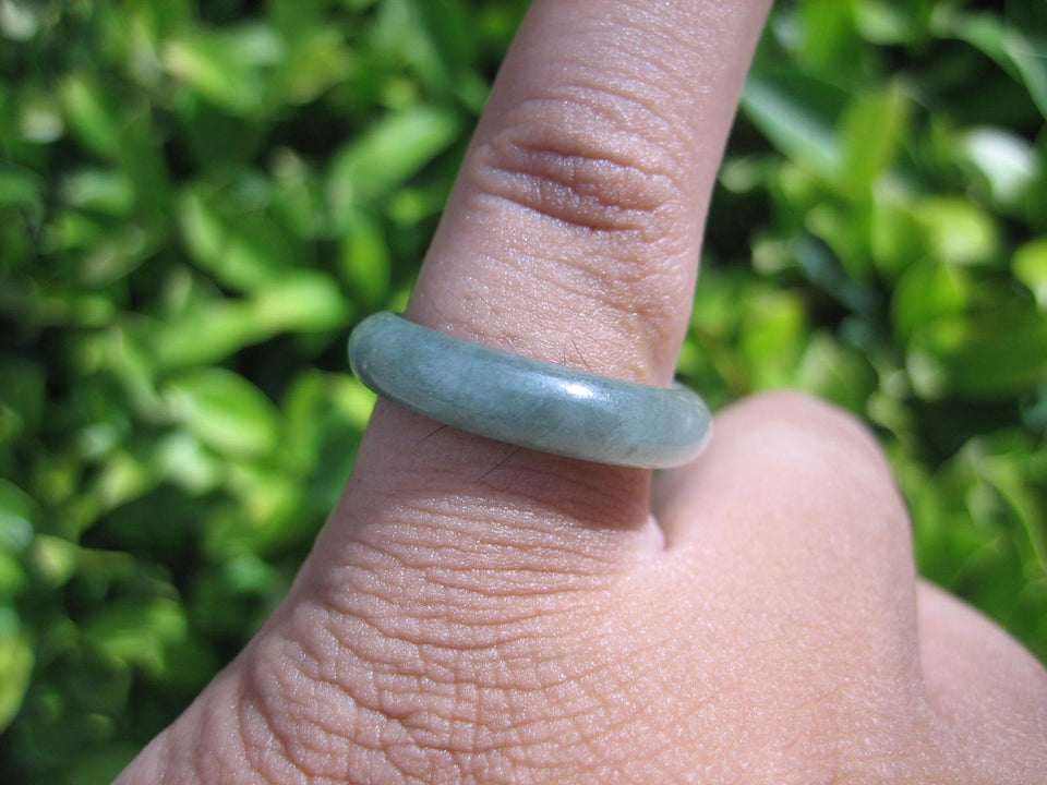 Natural Jadeite Jade ring Thailand jewelry stone mineral size 7 US  E 591123