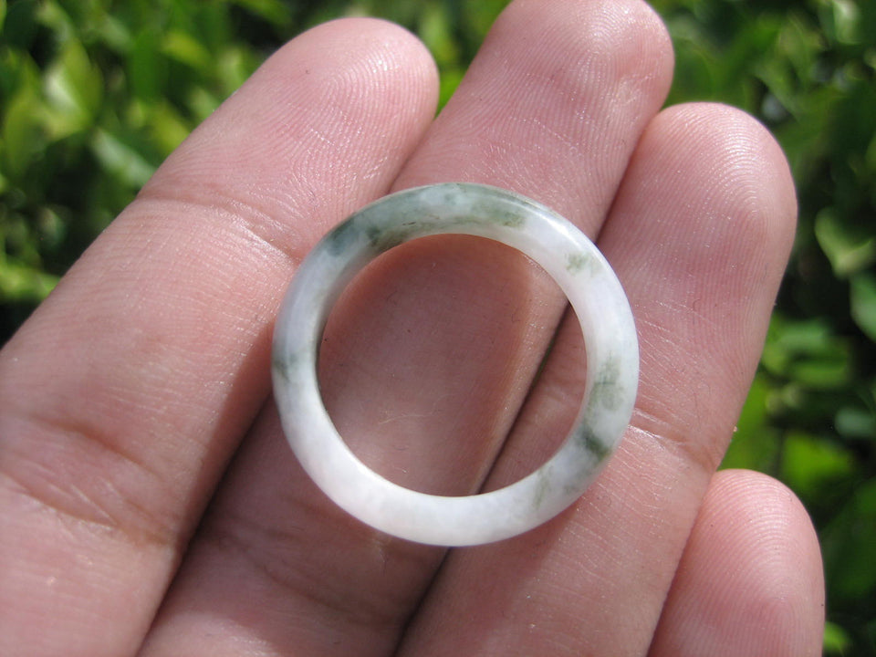 Natural Jadeite Jade ring Thailand jewelry stone mineral size 7 US  E 591122