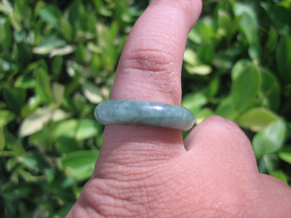 Natural Jadeite Jade ring Thailand jewelry stone mineral size 7 US  E 591121