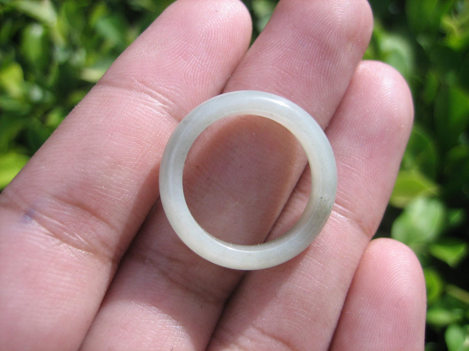 Natural Jadeite Jade ring Thailand jewelry stone mineral size 7 US  E 591119