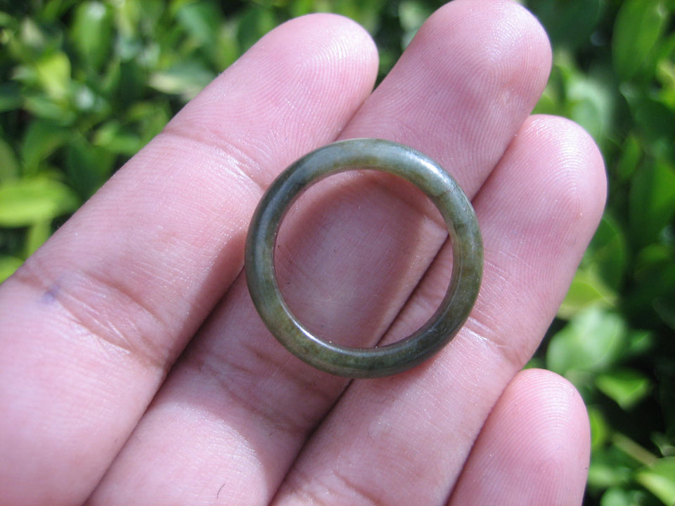 Natural Jadeite Jade ring Thailand jewelry stone mineral size 7 US  E 591118