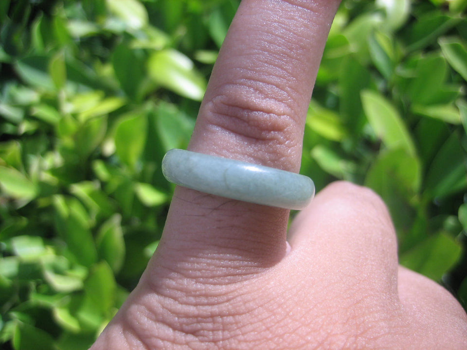 Natural Jadeite Jade ring Thailand jewelry stone mineral size 6.75 US  E 591116