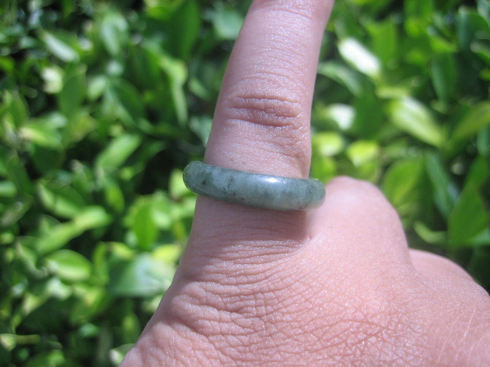 Natural Jadeite Jade ring Thailand jewelry stone mineral size 6.75 US  E 591115