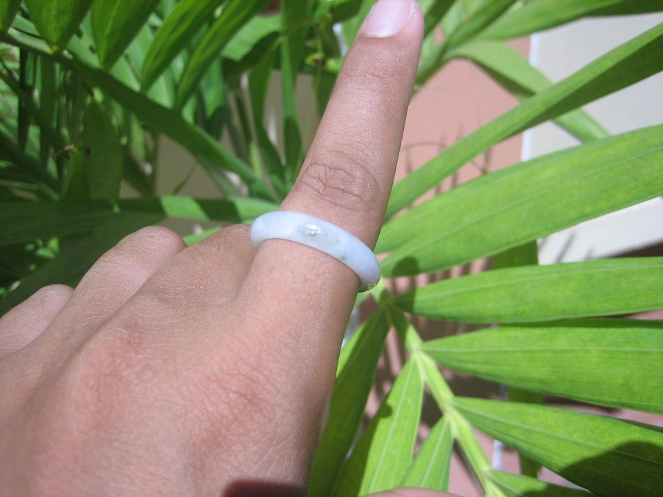 Natural Jadeite Jade ring Thailand jewelry stone mineral size  9.5 US   E 59106