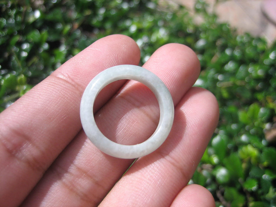 Natural Jadeite Jade ring Thailand jewelry stone mineral size  6.5 US   E 5995