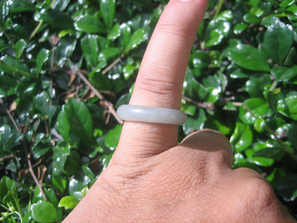 Natural Jadeite Jade ring Thailand jewelry stone mineral size  6.75 US   E 5992