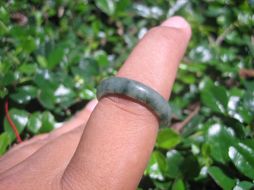Natural Jadeite Jade ring Thailand jewelry stone mineral size  7.5 US   E 59119