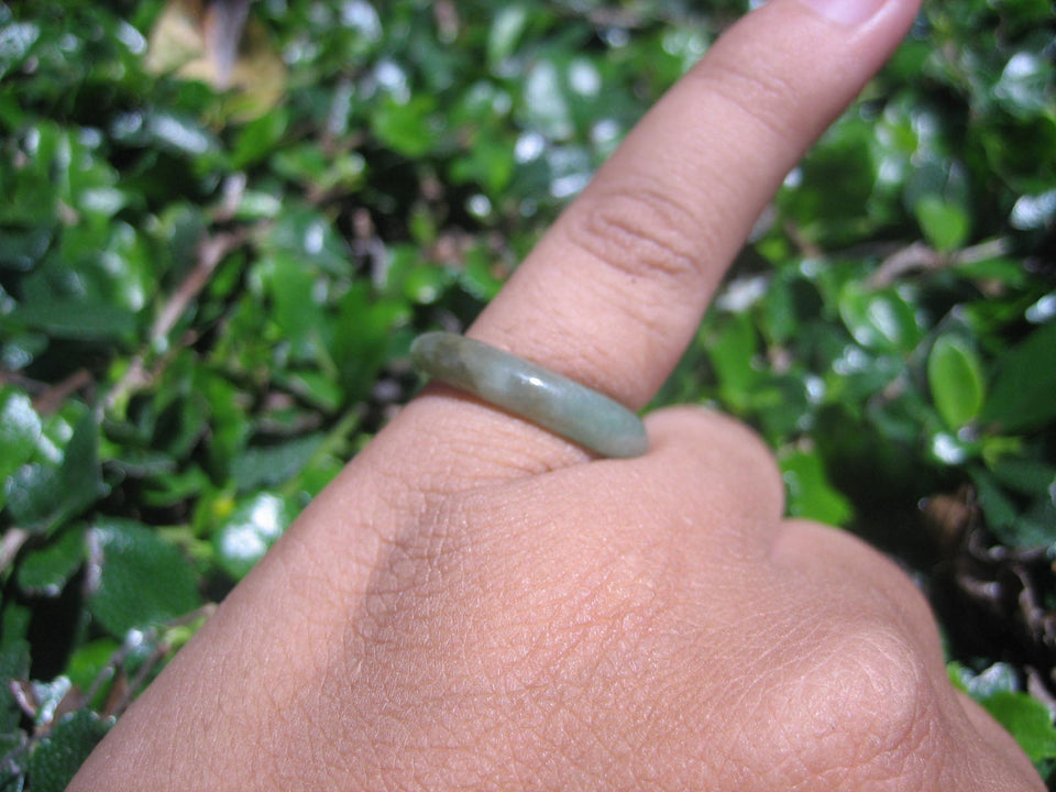 Natural Jadeite Jade ring Thailand jewelry stone mineral size  7 US   E 59116