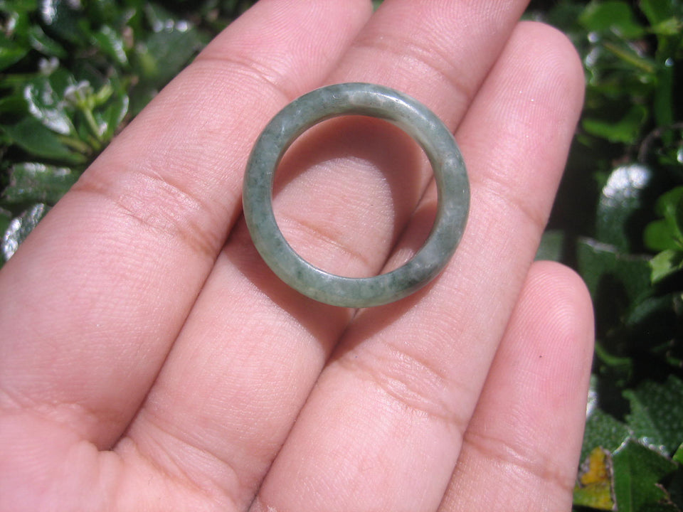 Natural Jadeite Jade ring Thailand jewelry stone mineral size  6.75 US   E 59126