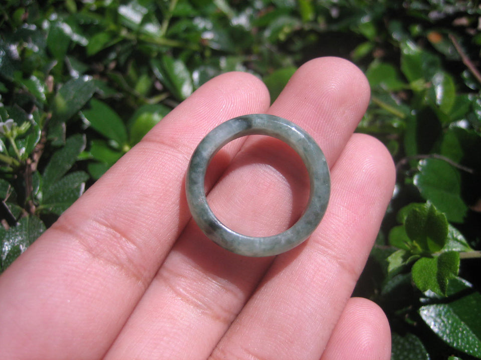 Natural Jadeite Jade ring Thailand jewelry stone mineral size  6.75 US   E 59126