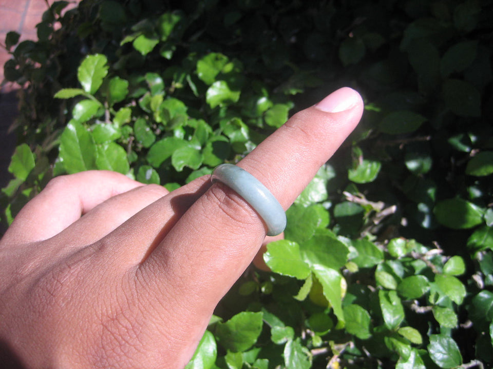 Natural Jadeite Jade ring Thailand jewelry stone mineral size  6.75 US   E 59107