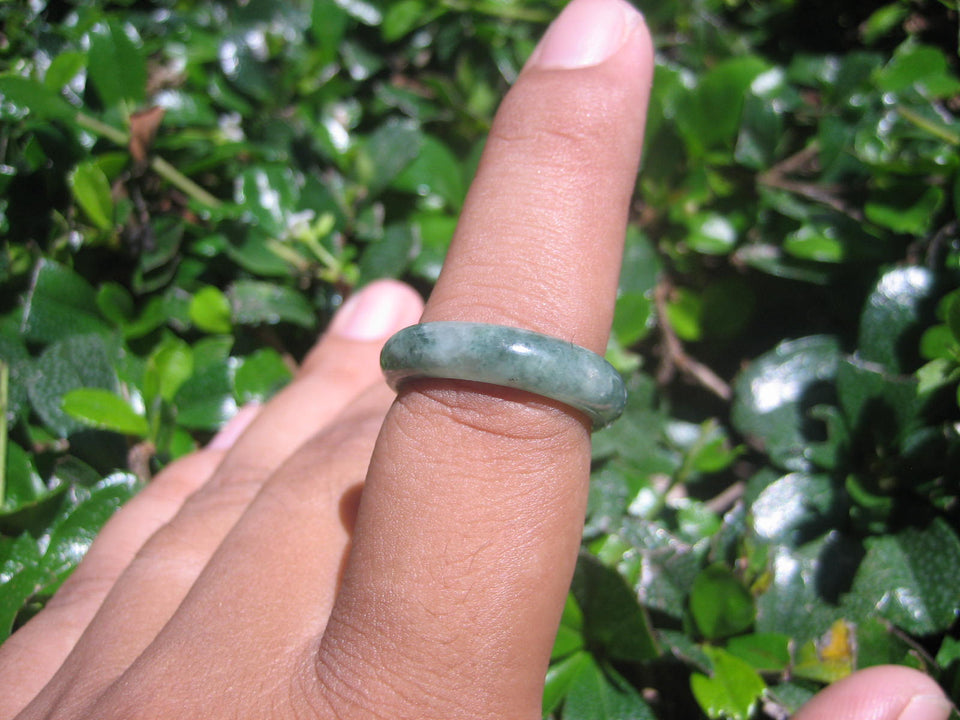 Natural Jadeite Jade ring Thailand jewelry stone mineral size  6.75 US   E 59126