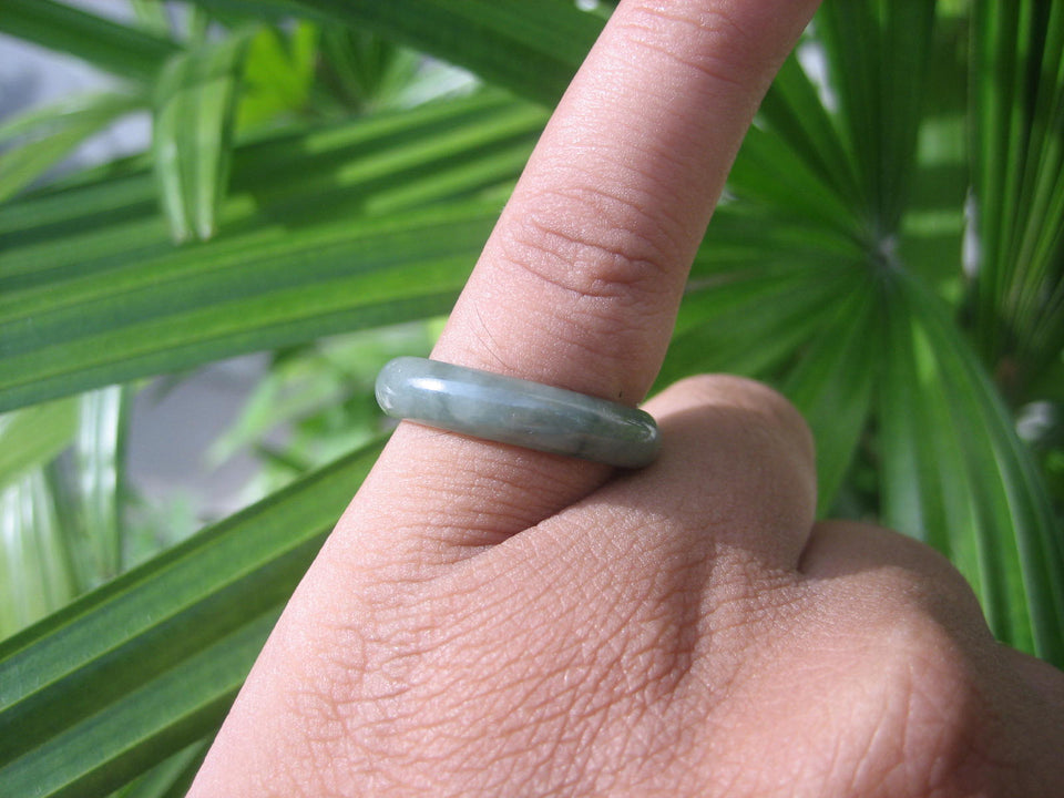 Natural Jadeite Jade ring Thailand jewelry stone mineral size  6.75 US   E 59140