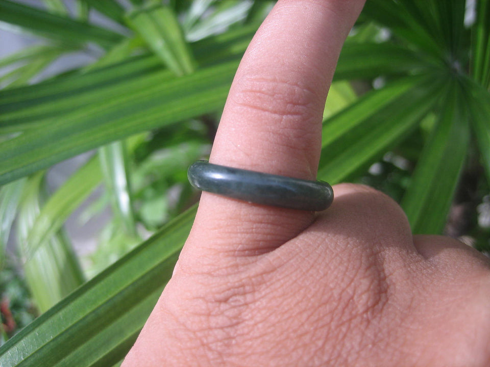 Natural Jadeite Jade ring Thailand jewelry stone mineral size  7 US   E 59138