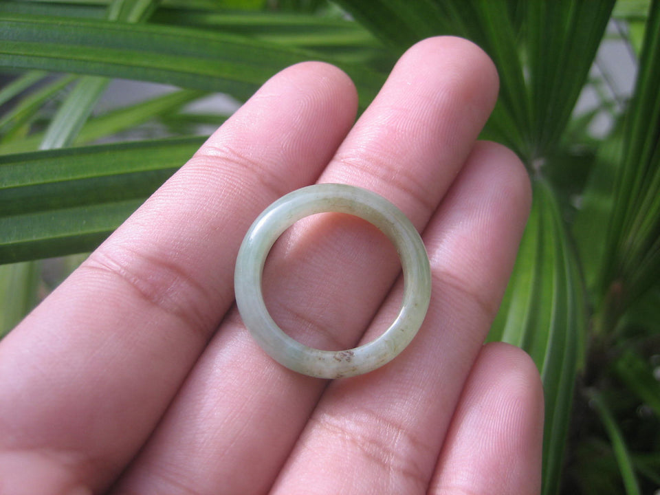 Natural Jadeite Jade ring Thailand jewelry stone mineral size  6.75 US   E 59136