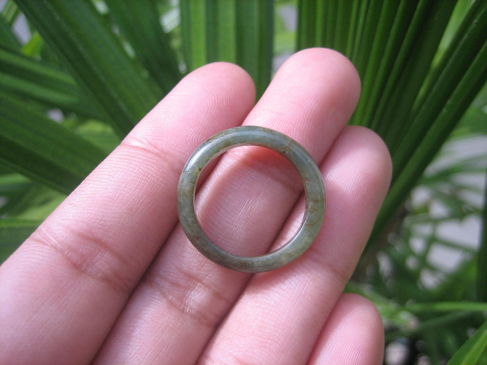 Natural Jadeite Jade ring Thailand jewelry stone mineral size  7 US   E 59134