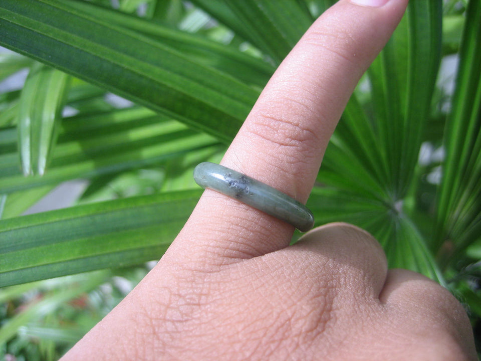 Natural Jadeite Jade ring Thailand jewelry stone mineral size  7 US   E 59133