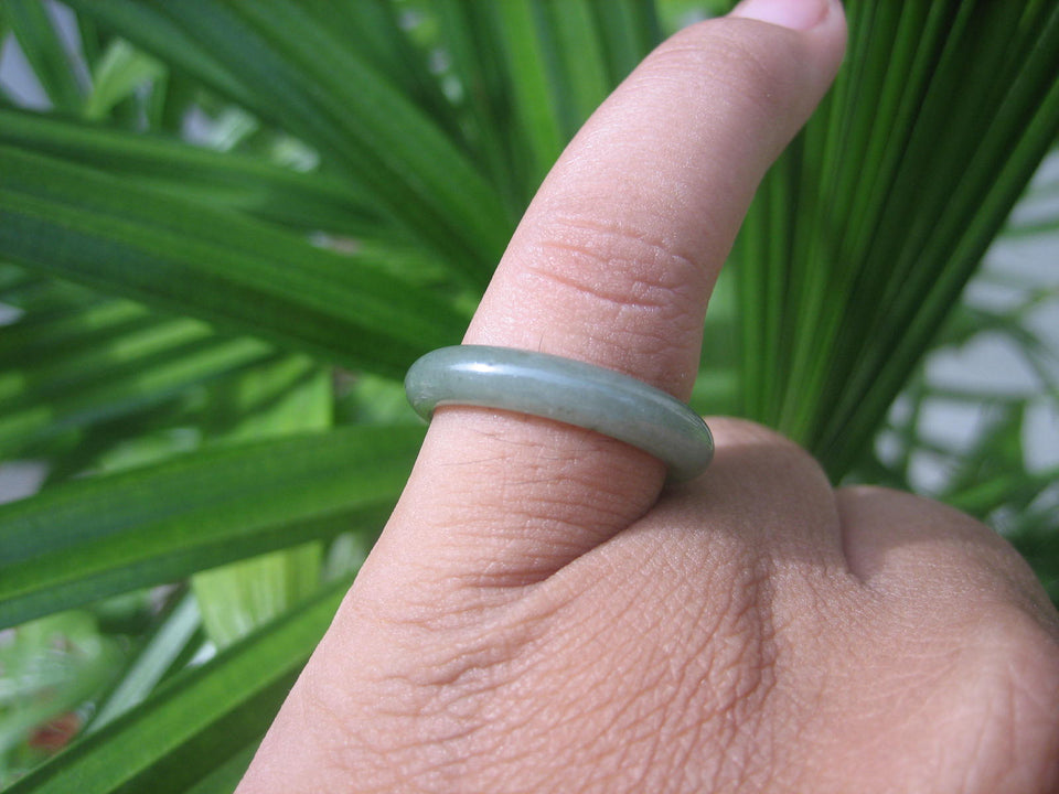 Natural Jadeite Jade ring Thailand jewelry stone mineral size  7 US   E 59133