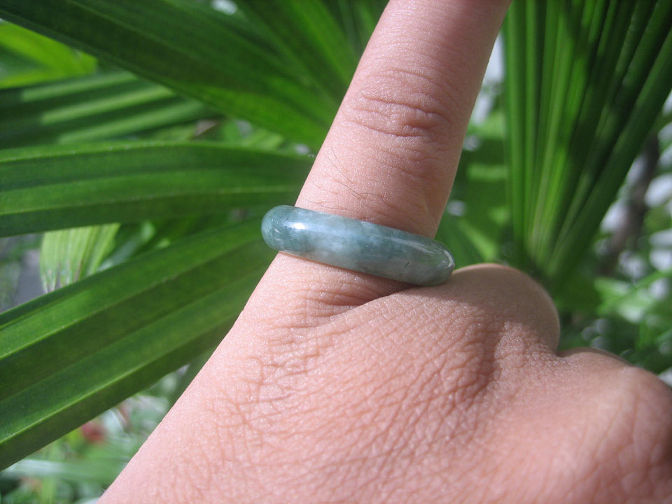 Natural Jadeite Jade ring Thailand jewelry stone mineral size  6.75 US   E 59146