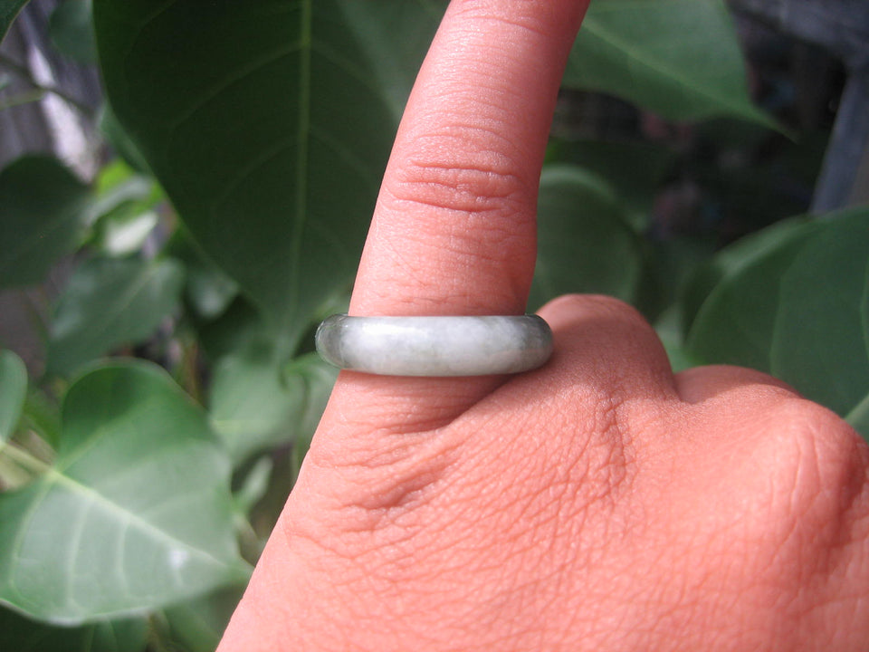 Natural Jadeite Jade ring Thailand jewelry stone mineral size  7 US   E 59132