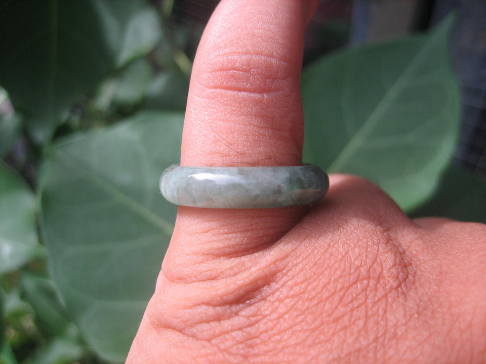Natural Jadeite Jade ring Thailand jewelry stone mineral size  7 US   E 59132