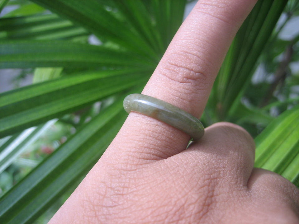 Natural Jadeite Jade ring Thailand jewelry stone mineral size  7 US   E 59131